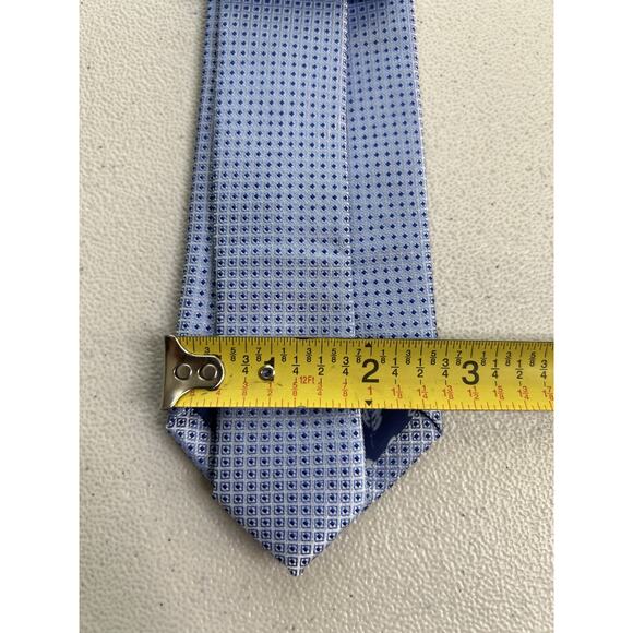 House of Cavani Blue Geometric Pattern Slim Tie with Pocket Square NWOT - Picture 6 of 6